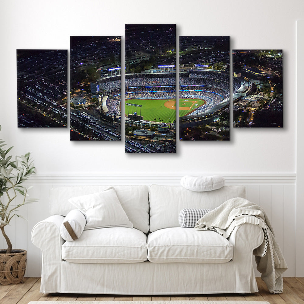 Dodger Stadium at Night View, Stadium Canvas, Sport Art, Gift for him, 5 Panel, Large Canvas, Canvas Print Wall Art