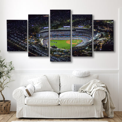 Dodger Stadium at Night View, Stadium Canvas, Sport Art, Gift for him, 5 Panel, Large Canvas, Canvas Print Wall Art
