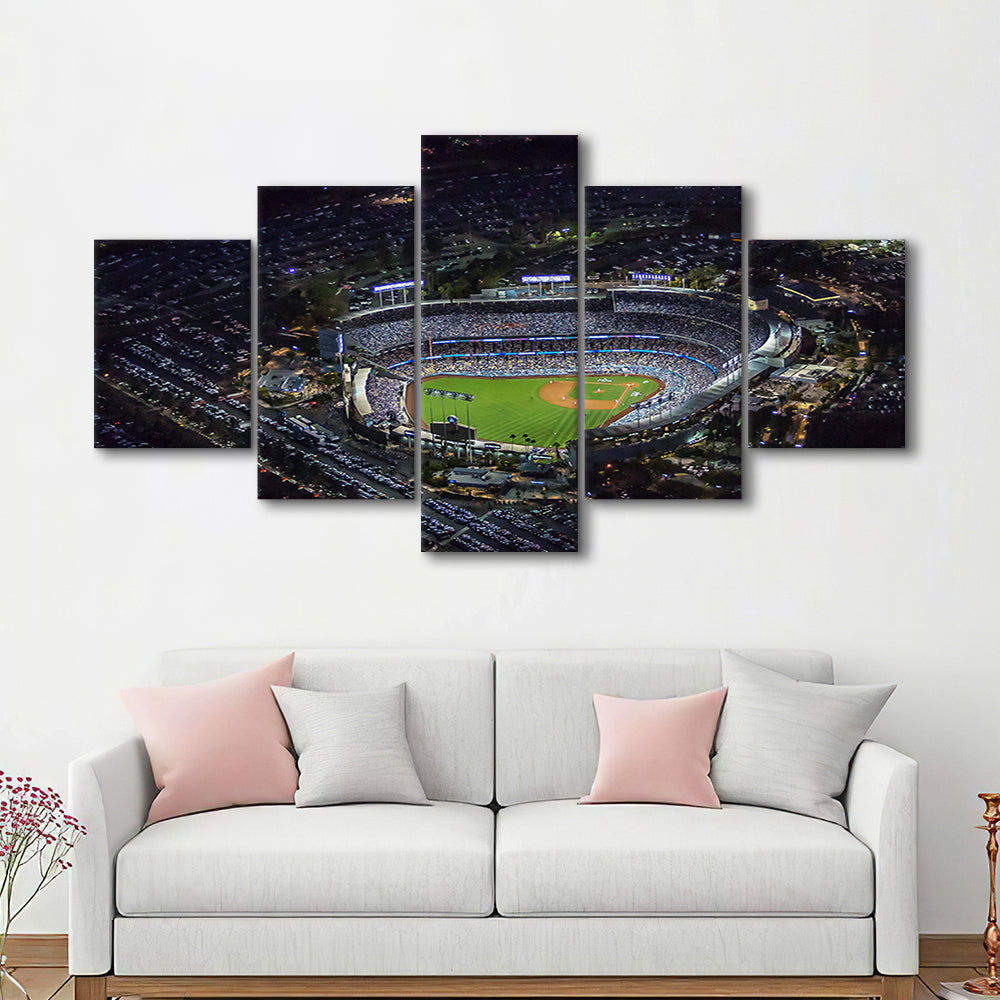 Dodger Stadium at Night View, Stadium Canvas, Sport Art, Gift for him, 5 Panel, Large Canvas, Canvas Print Wall Art