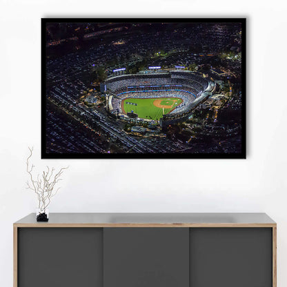 Dodger Stadium at Night View, Stadium Canvas, Sport Art, Gift for him, Framed Art Print Wall Decor, Picture Framed