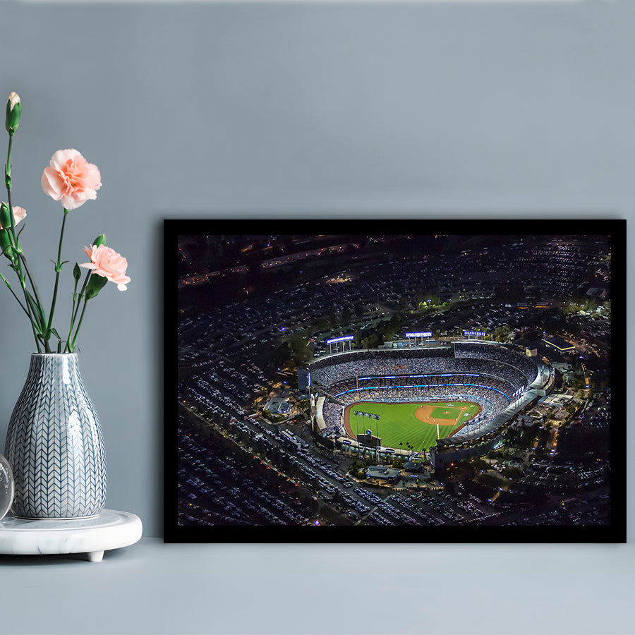 Dodger Stadium at Night View, Stadium Canvas, Sport Art, Gift for him, Framed Art Print Wall Decor, Picture Framed