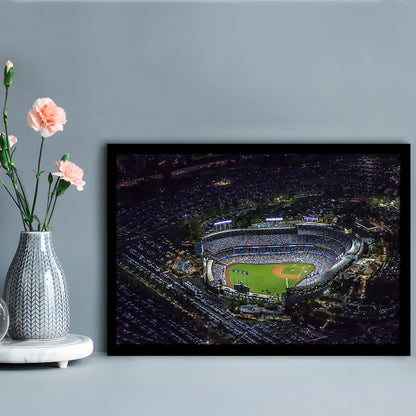 Dodger Stadium at Night View, Stadium Canvas, Sport Art, Gift for him, Framed Art Print Wall Decor, Picture Framed