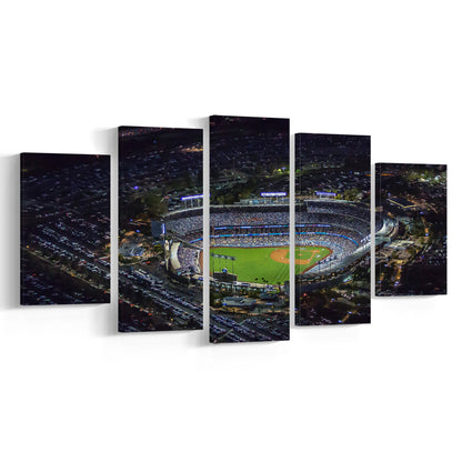 Dodger Stadium at Night View, Stadium Canvas, Sport Art, Gift for him, 5 Panel, Large Canvas, Canvas Print Wall Art