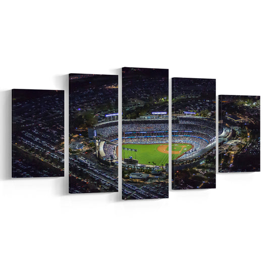Dodger Stadium at Night View, Stadium Canvas, Sport Art, Gift for him, 5 Panel, Large Canvas, Canvas Print Wall Art