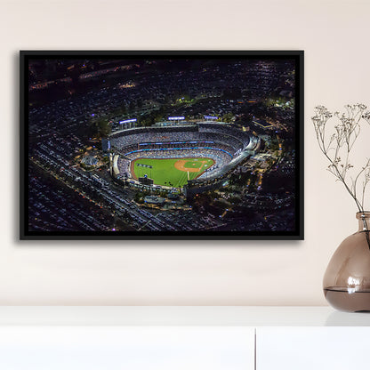 Dodger Stadium at Night View, Stadium Canvas, Sport Art, Framed Canvas Print Wall Art, Floating Frame