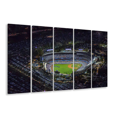 Dodger Stadium at Night View, Stadium Canvas, Sport Art, 5 Panel B, Extra Large Canvas, Canvas Print Wall Art