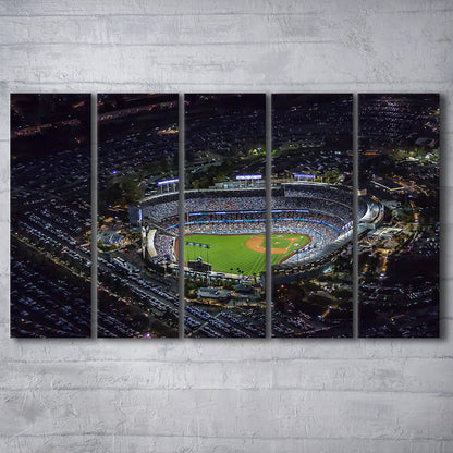 Dodger Stadium at Night View, Stadium Canvas, Sport Art, 5 Panel B, Extra Large Canvas, Canvas Print Wall Art