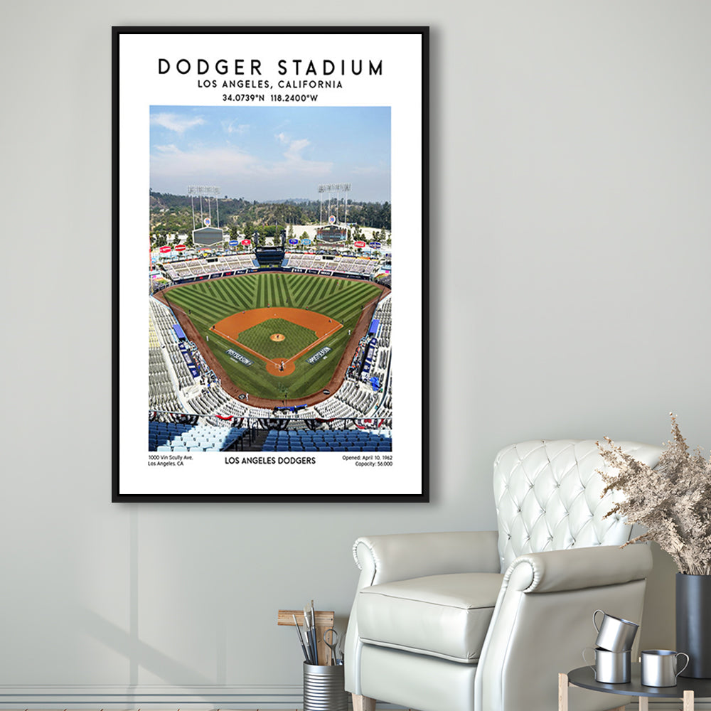 Dodger Stadium, Los Angeles Dodgers Baseball Stadium Wall Art Print, Framed Canvas Prints Wall Art