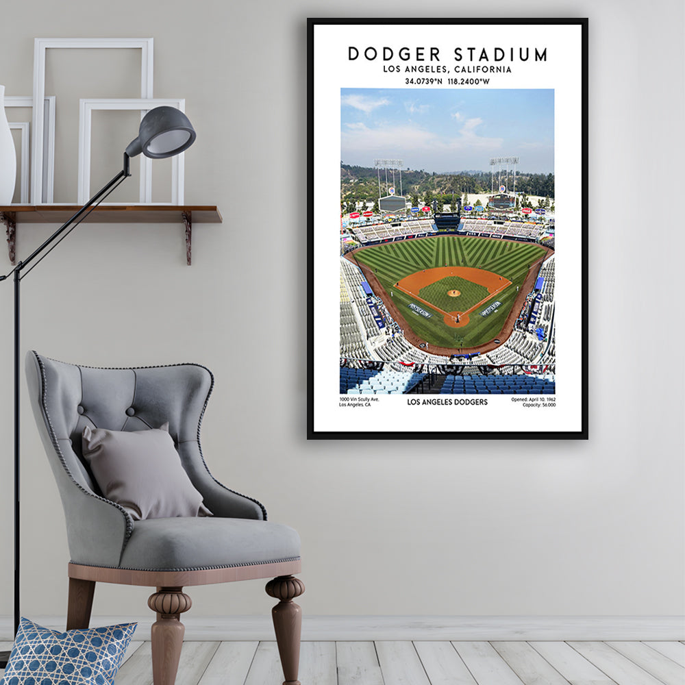 Dodger Stadium, Los Angeles Dodgers Baseball Stadium Wall Art Print, Framed Canvas Prints Wall Art
