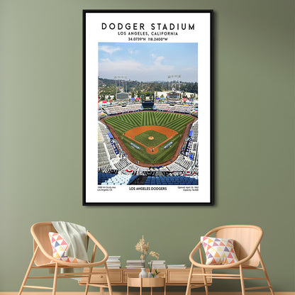 Dodger Stadium, Los Angeles Dodgers Baseball Stadium Wall Art Print, Framed Canvas Prints Wall Art