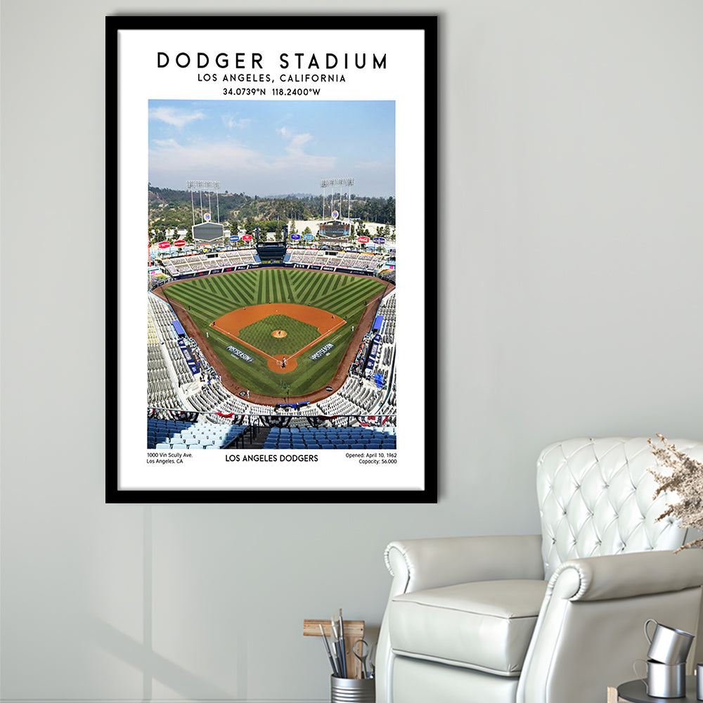 Dodger Stadium, Los Angeles Dodgers Baseball Stadium Wall Art Print, Framed Art Prints Wall Decor
