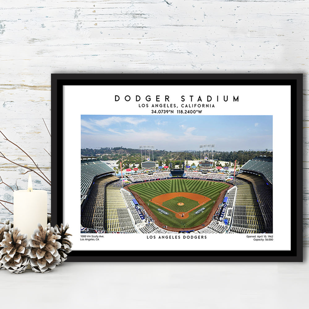 Dodger Stadium Print, Los Angeles Dodgers Baseball Stadium Wall Art, Framed Canvas Print Wall Art