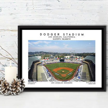 Dodger Stadium Print, Los Angeles Dodgers Baseball Stadium Wall Art, Framed Canvas Print Wall Art