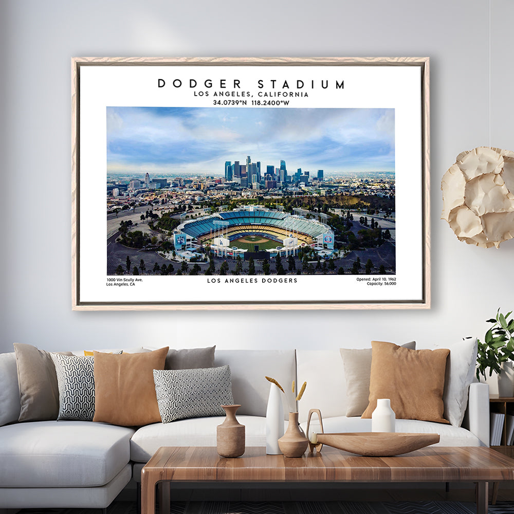 Dodger Stadium Print, Los Angeles Baseball Stadium Wall Art 1, Sport Art Print, Framed Canvas Print Wall Art