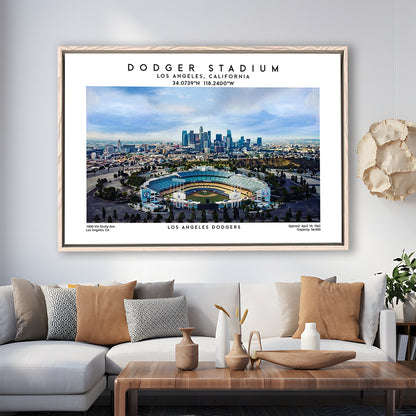Dodger Stadium Print, Los Angeles Baseball Stadium Wall Art 1, Sport Art Print, Framed Canvas Print Wall Art