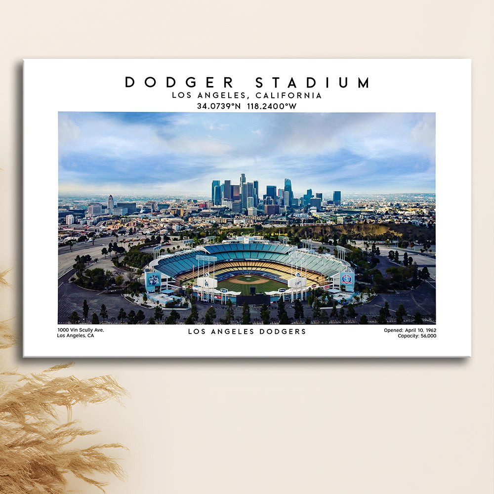 Dodger Stadium Print, Los Angeles Baseball Stadium Wall Art 1, Sport Art Print, Canvas Print Wall Art, Man Cave Gift