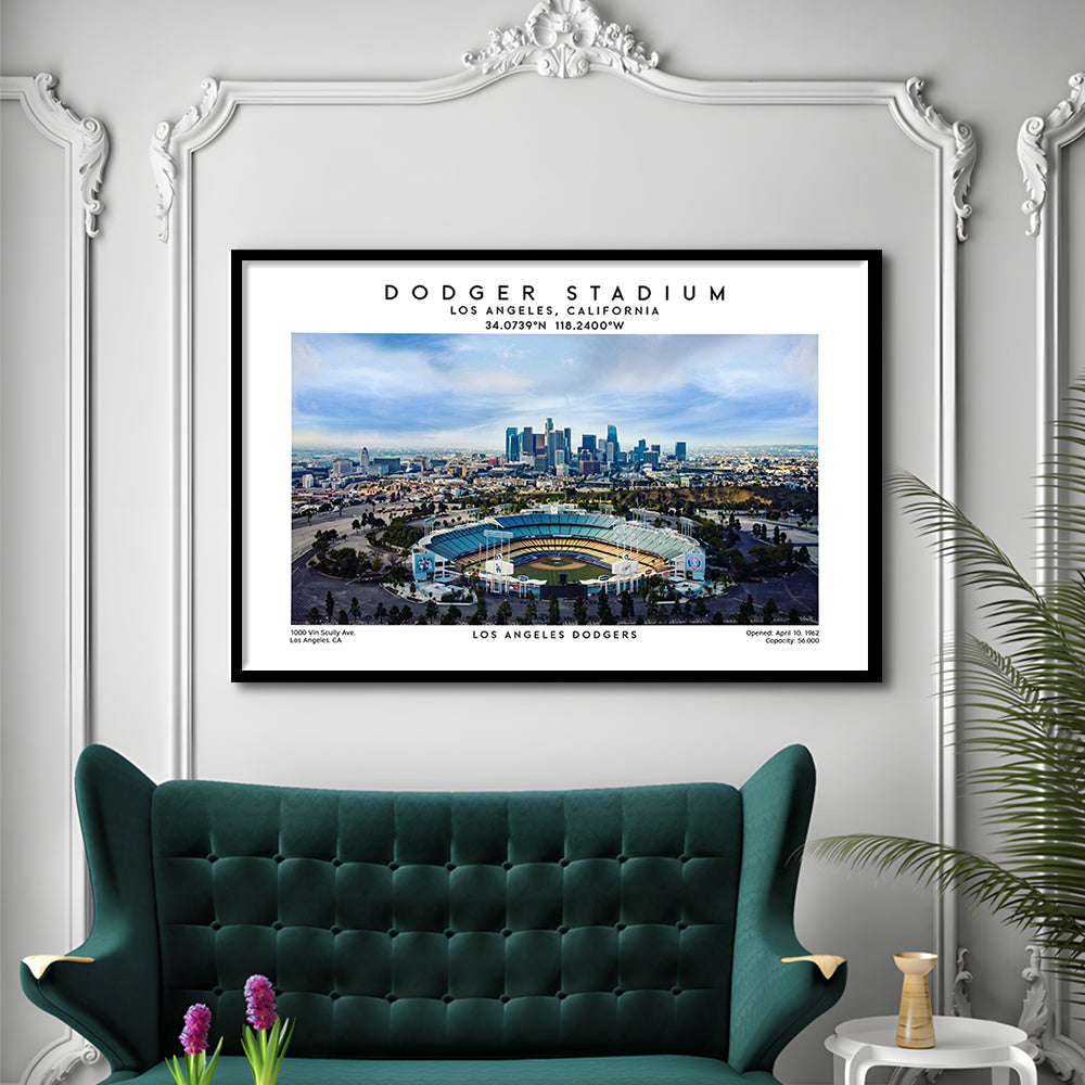 Dodger Stadium Print, Los Angeles Baseball Stadium Wall Art 1, Sport Art Print, Framed Art Print Wall Decor