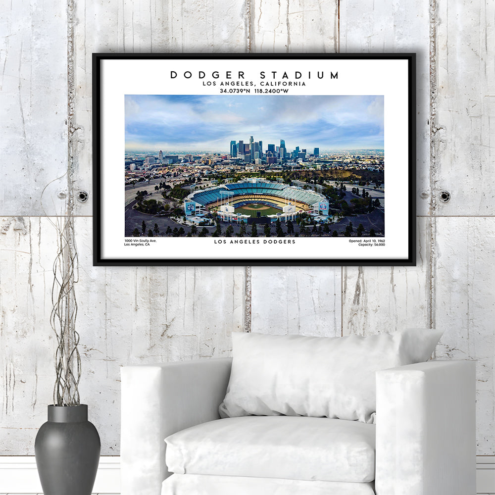 Dodger Stadium Print, Los Angeles Baseball Stadium Wall Art 1, Sport Art Print, Framed Canvas Print Wall Art