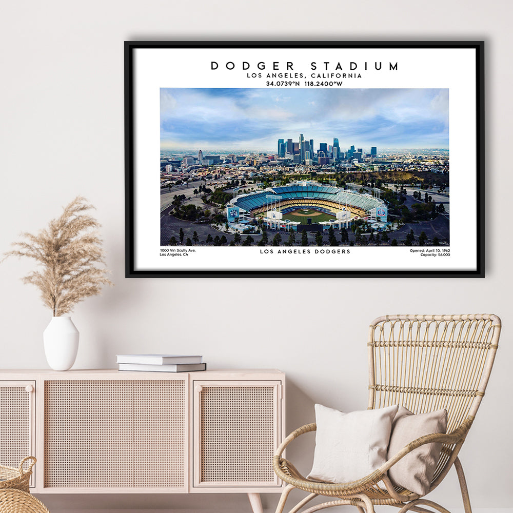 Dodger Stadium Print, Los Angeles Baseball Stadium Wall Art 1, Sport Art Print, Framed Canvas Print Wall Art