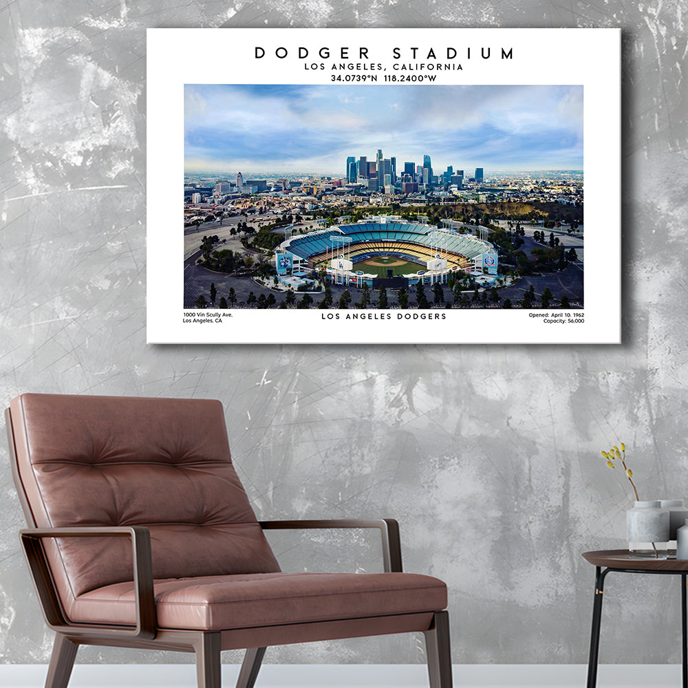 Dodger Stadium Print, Los Angeles Baseball Stadium Wall Art 1, Sport Art Print, Canvas Print Wall Art, Man Cave Gift