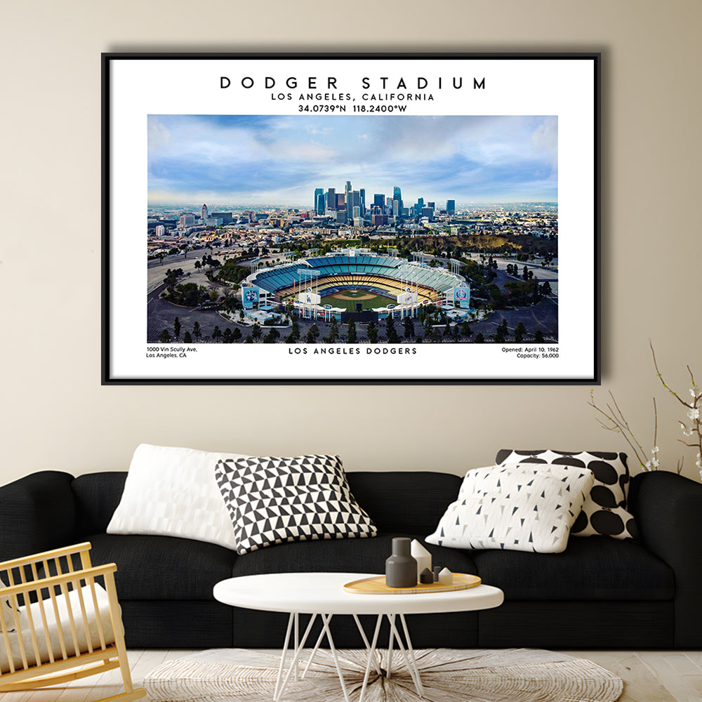 Dodger Stadium Print, Los Angeles Baseball Stadium Wall Art 1, Sport Art Print, Framed Canvas Print Wall Art