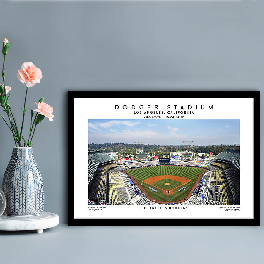 Dodger Stadium Print, Los Angeles Dodgers Baseball Stadium Wall Art, Framed Art Print Wall Decor