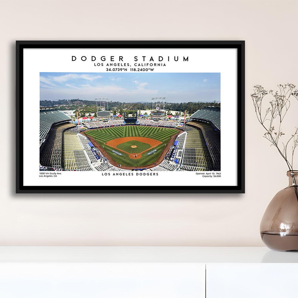 Dodger Stadium Print, Los Angeles Dodgers Baseball Stadium Wall Art, Framed Canvas Print Wall Art
