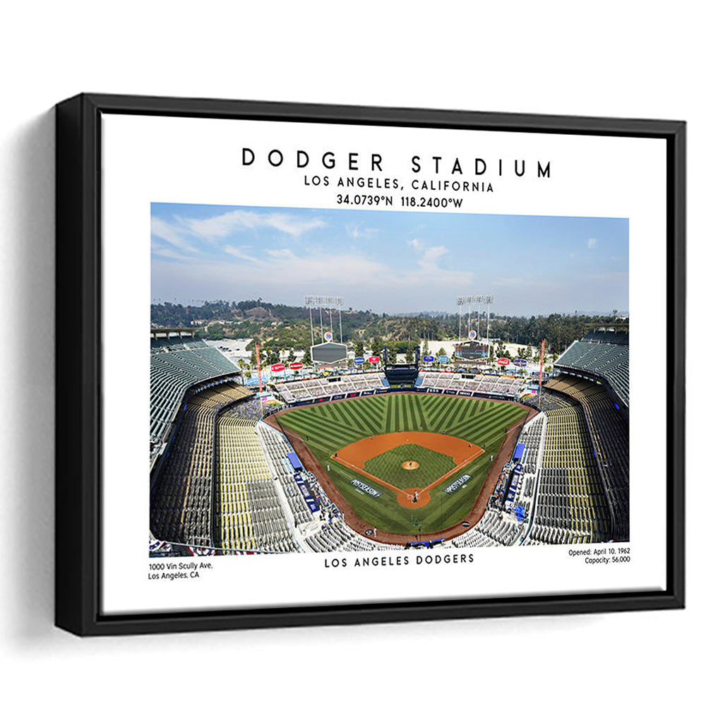 Dodger Stadium Print, Los Angeles Dodgers Baseball Stadium Wall Art, Framed Canvas Print Wall Art