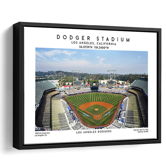 Dodger Stadium Print, Los Angeles Dodgers Baseball Stadium Wall Art, Framed Canvas Print Wall Art