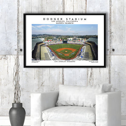 Dodger Stadium Print, Los Angeles Dodgers Baseball Stadium Wall Art, Framed Canvas Print Wall Art