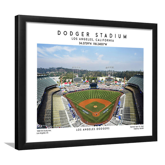 Dodger Stadium Print, Los Angeles Dodgers Baseball Stadium Wall Art, Framed Art Print Wall Decor