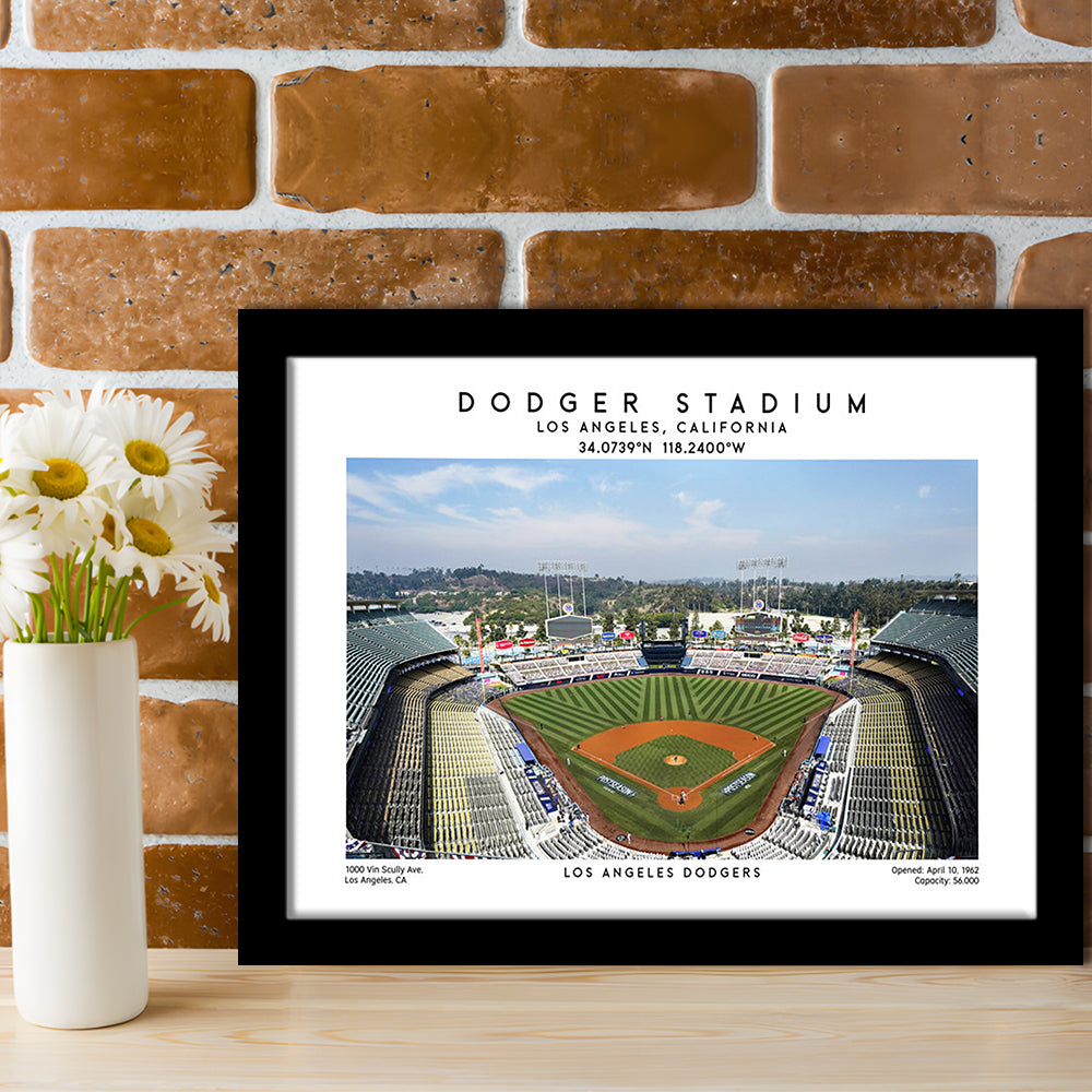 Dodger Stadium Print, Los Angeles Dodgers Baseball Stadium Wall Art, Framed Art Print Wall Decor