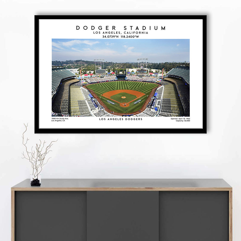 Dodger Stadium Print, Los Angeles Dodgers Baseball Stadium Wall Art, Framed Art Print Wall Decor
