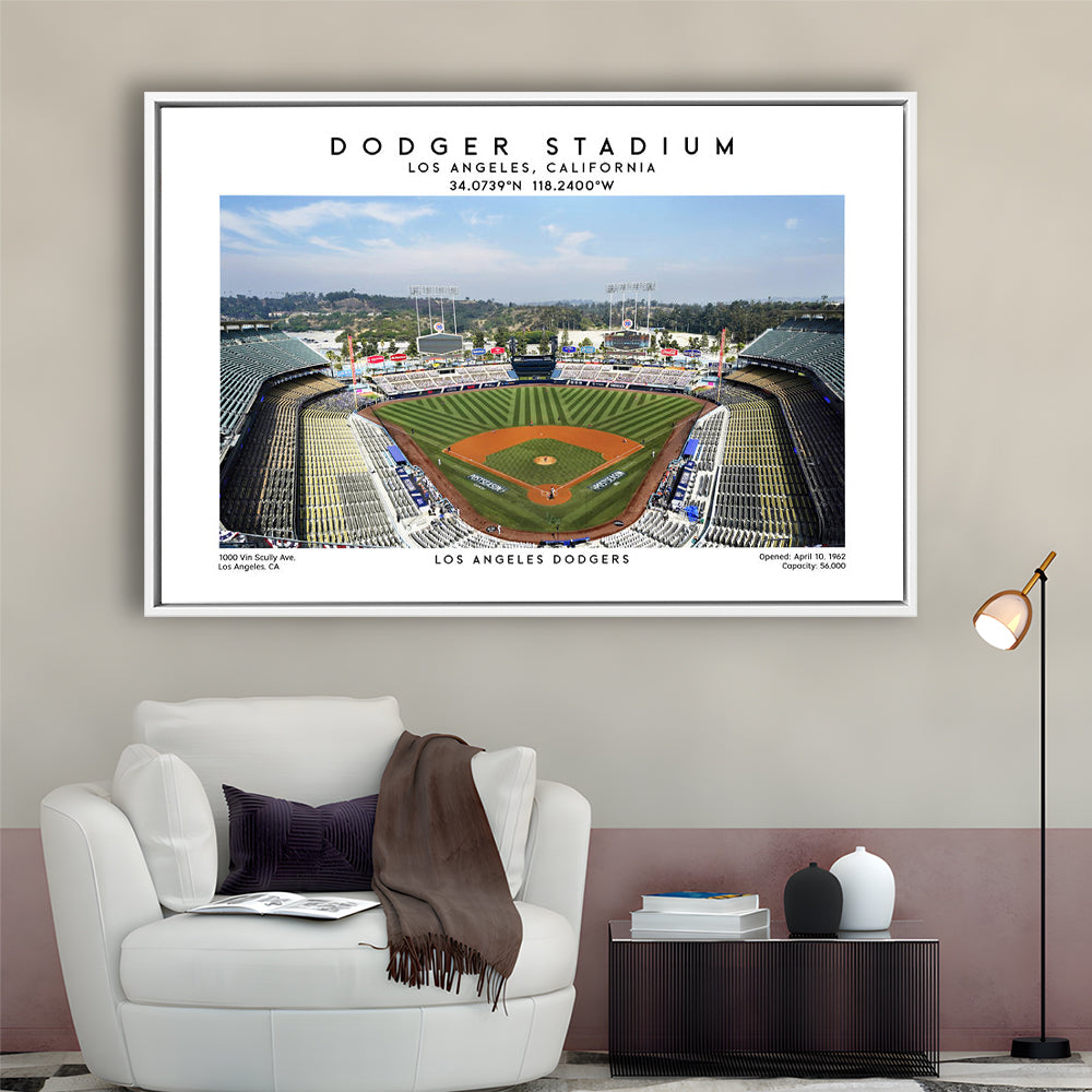 Dodger Stadium Print, Los Angeles Dodgers Baseball Stadium Wall Art, Framed Canvas Print Wall Art