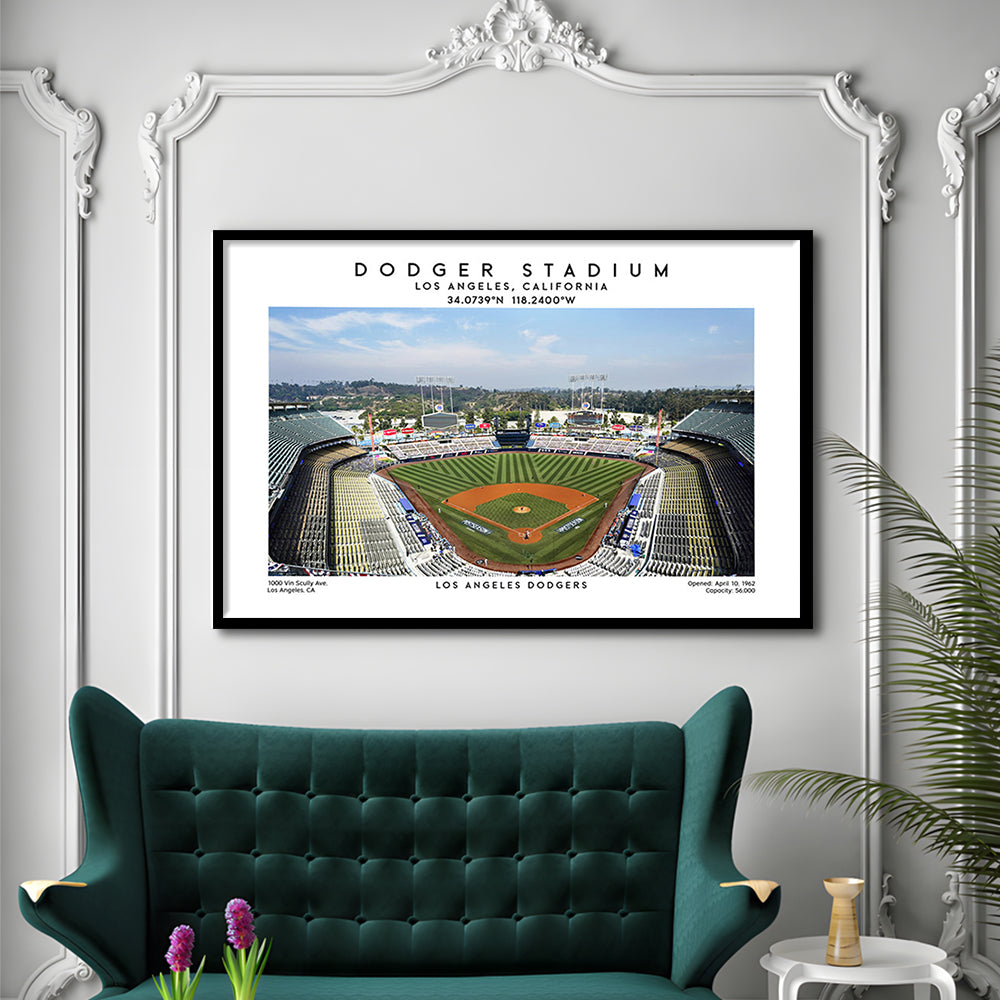 Dodger Stadium Print, Los Angeles Dodgers Baseball Stadium Wall Art, Framed Art Print Wall Decor