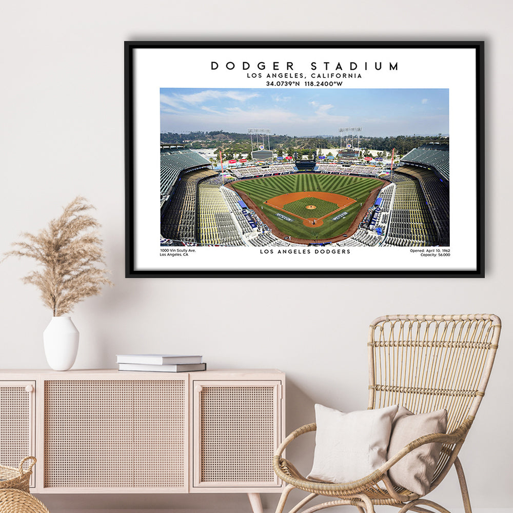 Dodger Stadium Print, Los Angeles Dodgers Baseball Stadium Wall Art, Framed Canvas Print Wall Art