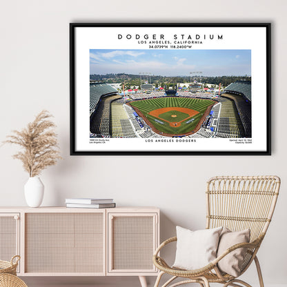 Dodger Stadium Print, Los Angeles Dodgers Baseball Stadium Wall Art, Framed Canvas Print Wall Art