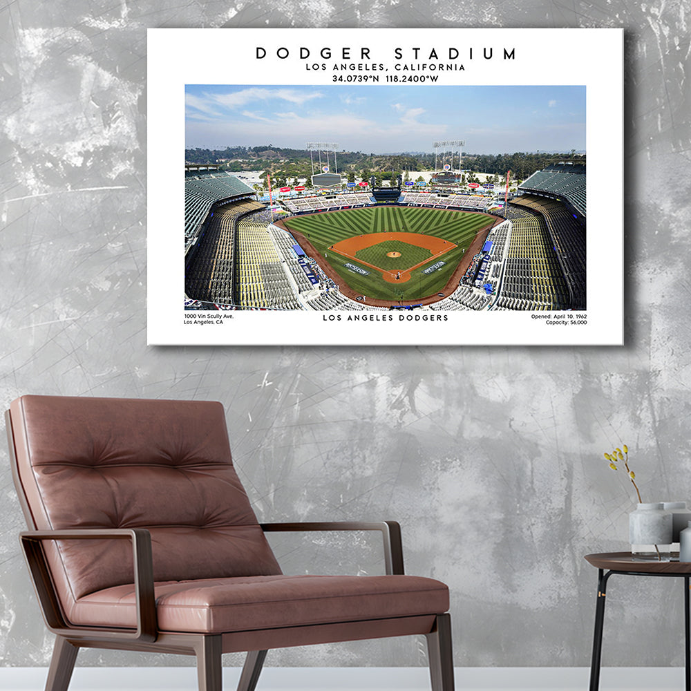 Dodger Stadium Print, Los Angeles Dodgers Baseball Stadium Wall Art, Canvas Print Wall Art, Man Cave Gift