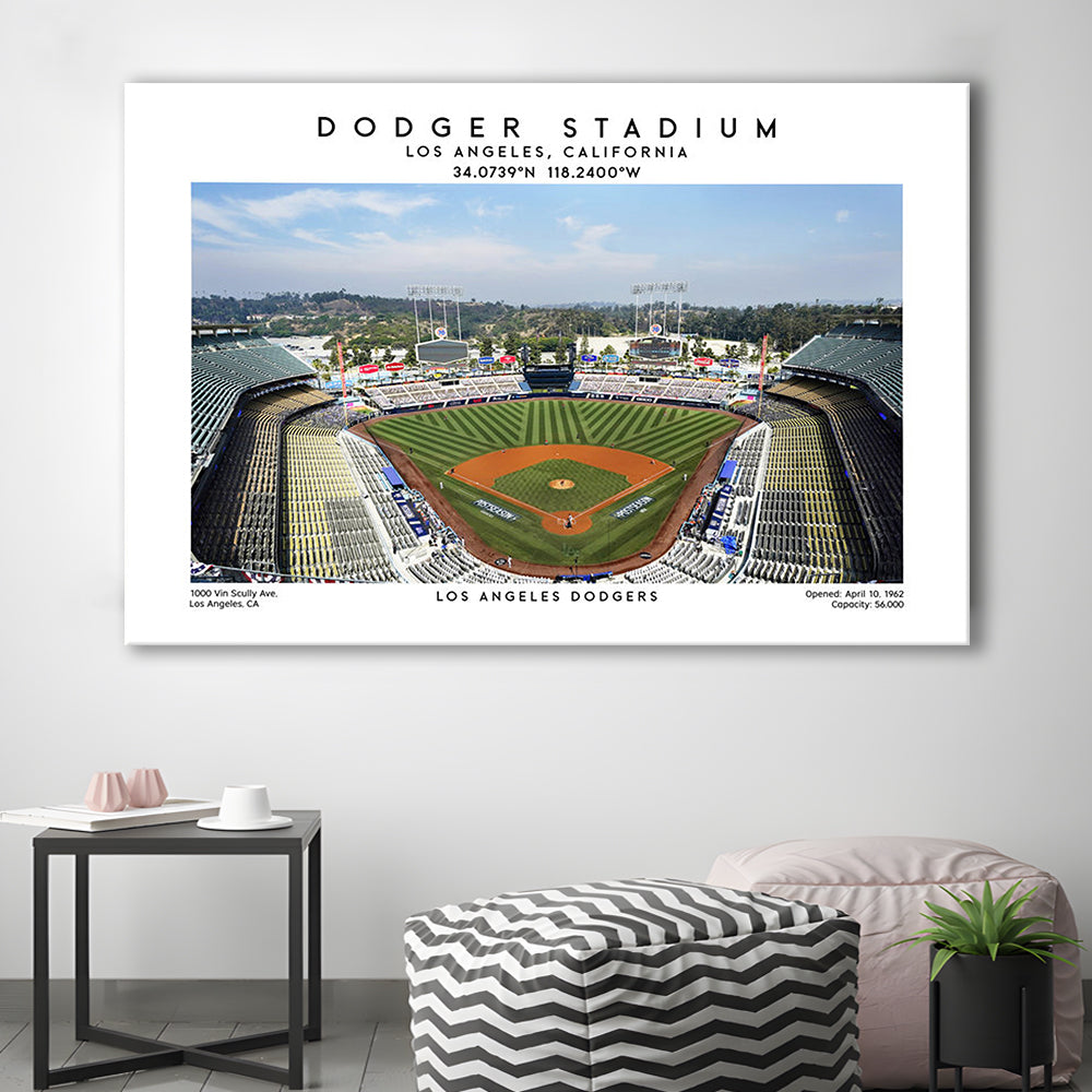 Dodger Stadium Print, Los Angeles Dodgers Baseball Stadium Wall Art, Canvas Print Wall Art, Man Cave Gift