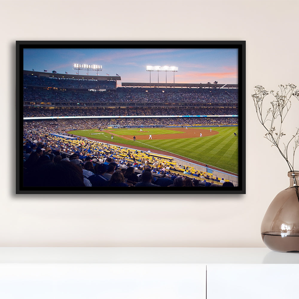 Dodgers La Stadium, Stadium Canvas, Sport Art, Framed Canvas Print Wall Art, Floating Frame