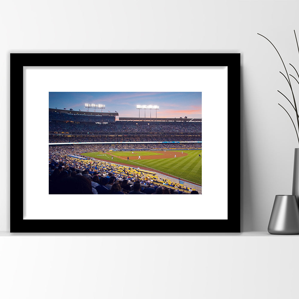 Dodgers La Stadium, Stadium Canvas, Sport Art, Gift for him, White Border Framed Art Print Wall Decor