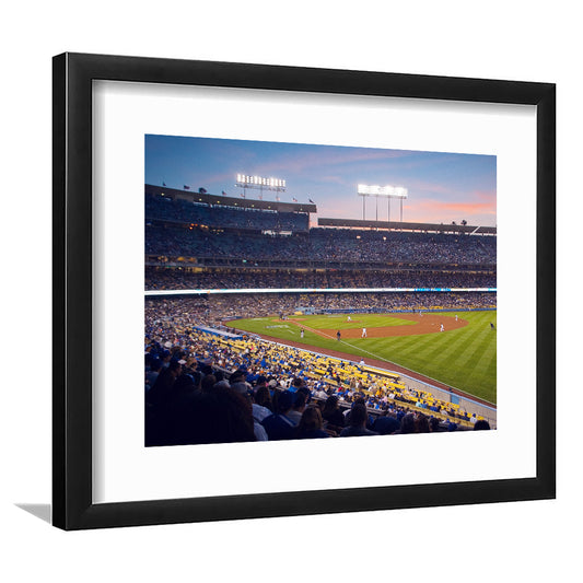Dodgers La Stadium, Stadium Canvas, Sport Art, Gift for him, White Border Framed Art Print Wall Decor