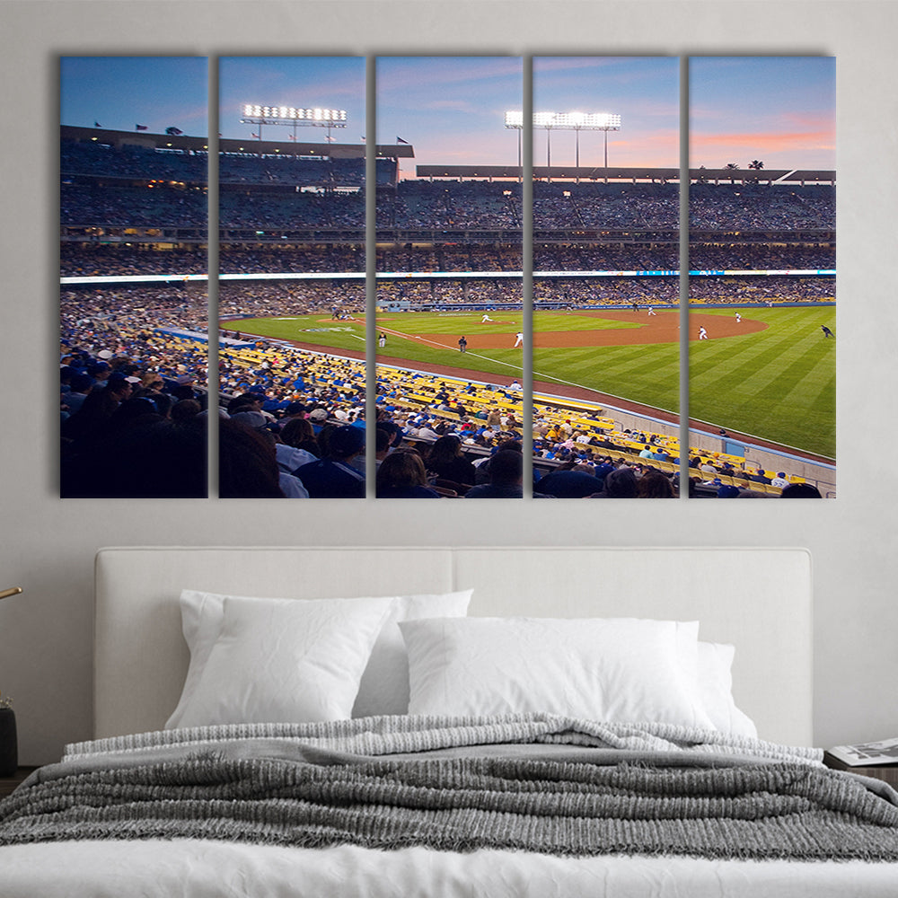 Dodgers La Stadium, Stadium Canvas, Sport Art, 5 Panel B, Extra Large Canvas, Canvas Print Wall Art