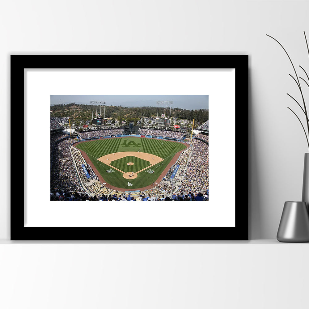 Dodgers Stadium, Stadium Canvas, Sport Art, Gift for him, White Border Framed Art Print Wall Decor