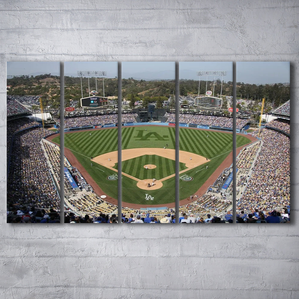 Dodgers Stadium, Stadium Canvas, Sport Art, 5 Panel B, Extra Large Canvas, Canvas Print Wall Art