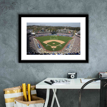 Dodgers Stadium, Stadium Canvas, Sport Art, Gift for him, White Border Framed Art Print Wall Decor