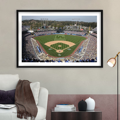 Dodgers Stadium, Stadium Canvas, Sport Art, Gift for him, White Border Framed Art Print Wall Decor