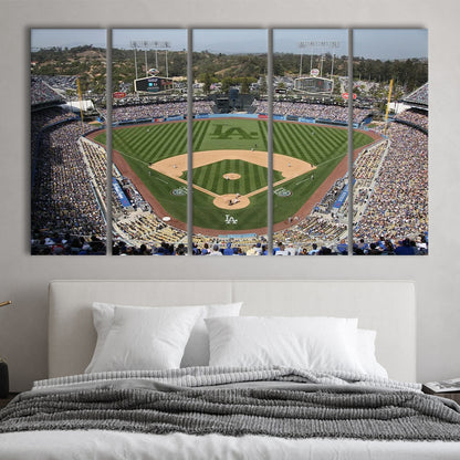 Dodgers Stadium, Stadium Canvas, Sport Art, 5 Panel B, Extra Large Canvas, Canvas Print Wall Art