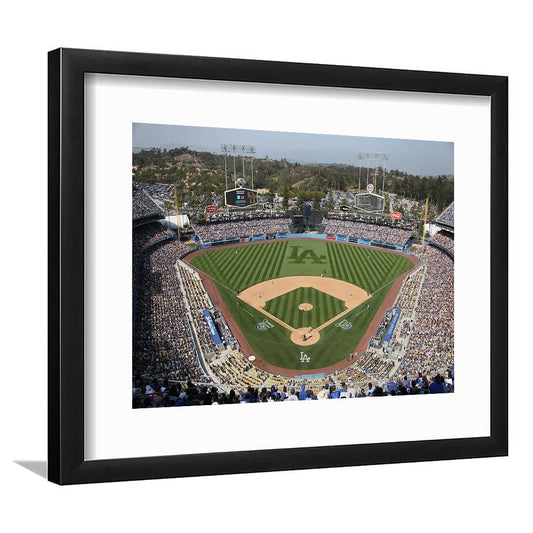 Dodgers Stadium, Stadium Canvas, Sport Art, Gift for him, White Border Framed Art Print Wall Decor