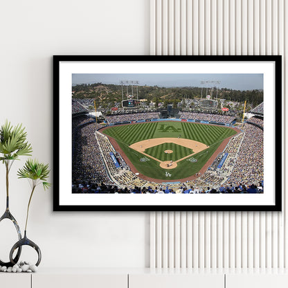 Dodgers Stadium, Stadium Canvas, Sport Art, Gift for him, White Border Framed Art Print Wall Decor